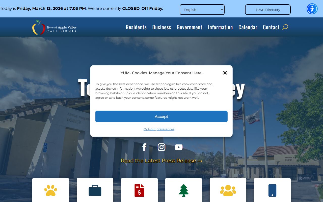 City of Apple Valley official website for warrant records information