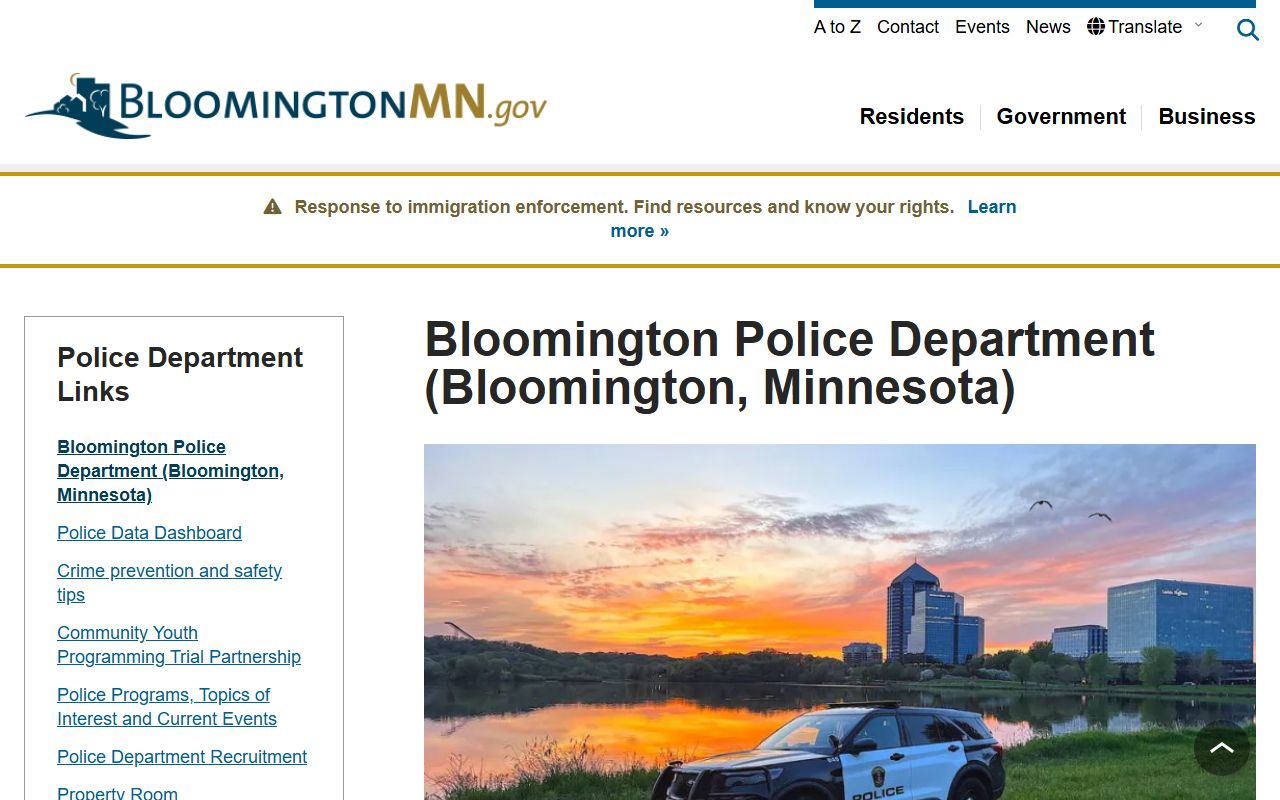 Bloomington warrant records police department page