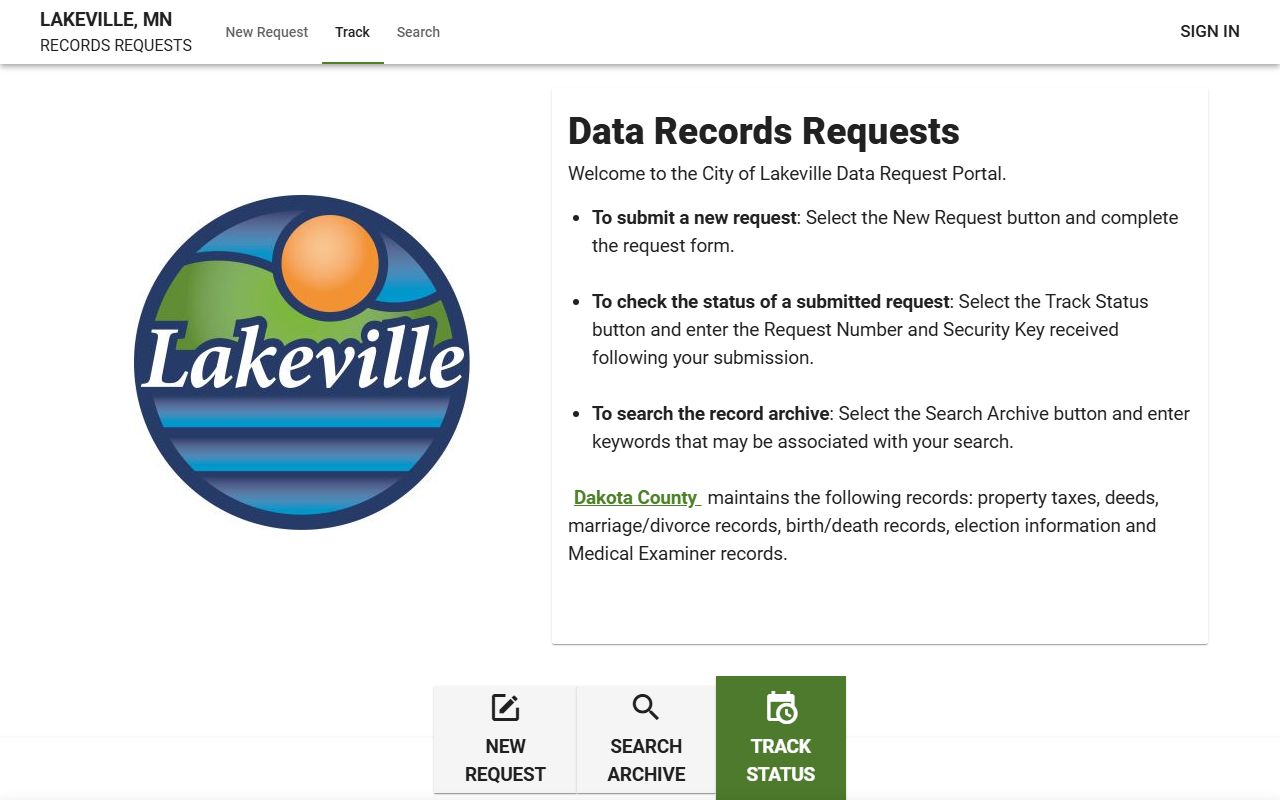Lakeville warrant records data request portal