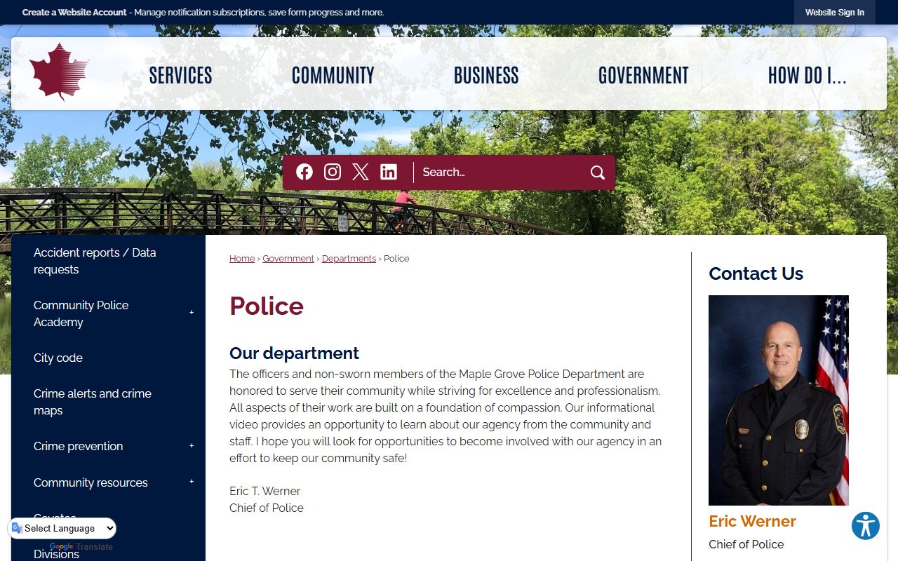 Maple Grove Police Department warrant records page