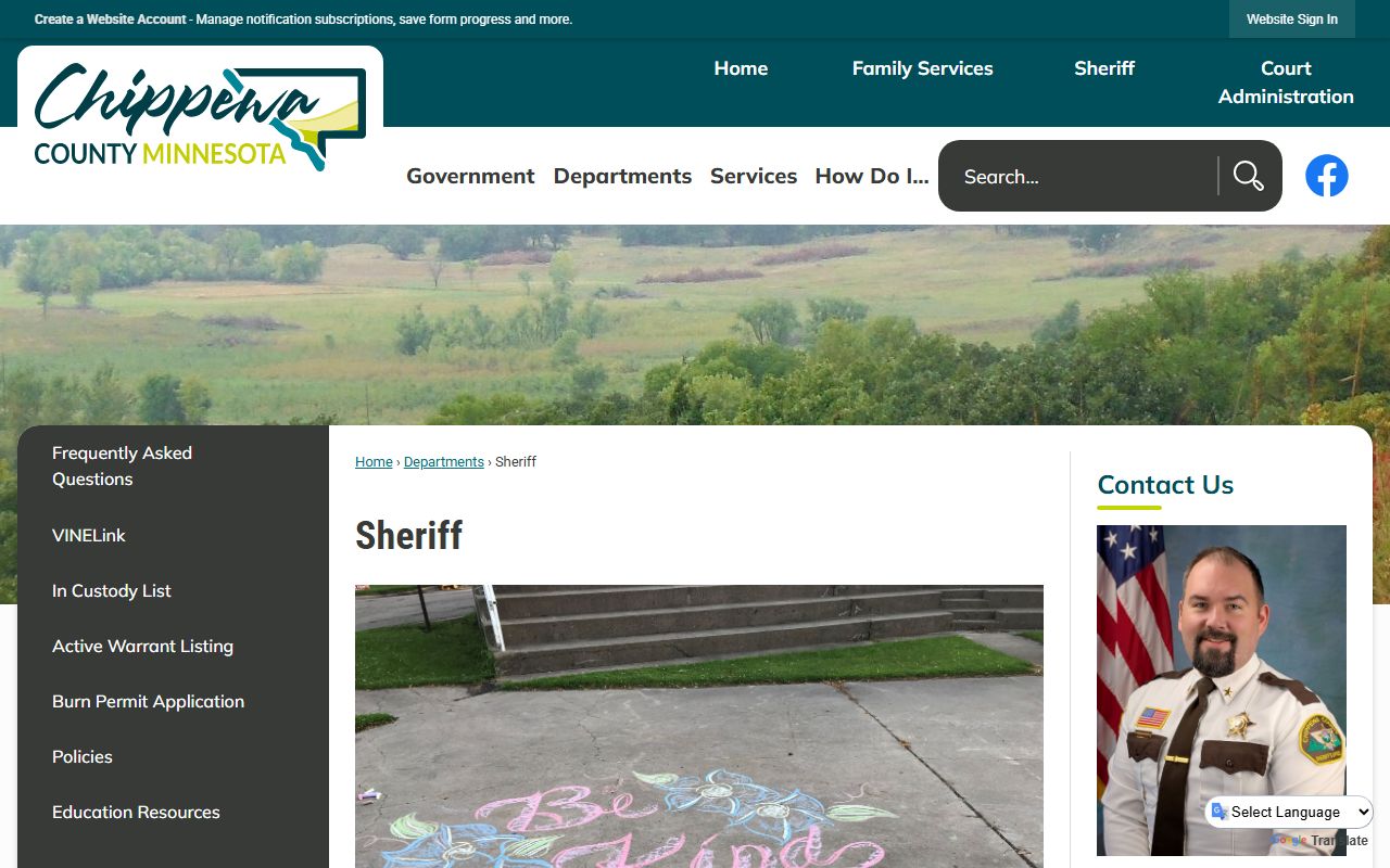 Chippewa County Sheriff page warrant records