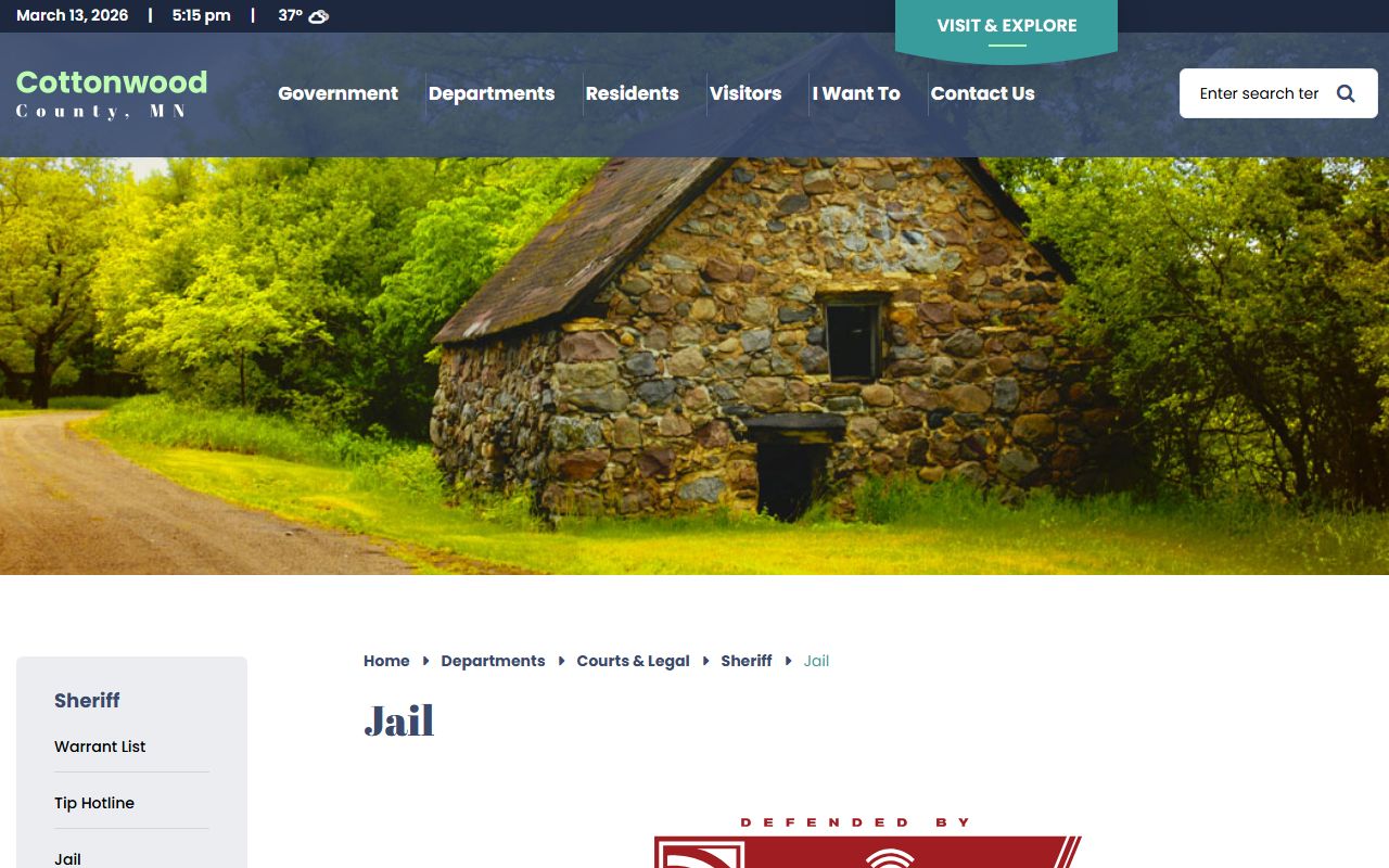 Cottonwood County Jail warrant records