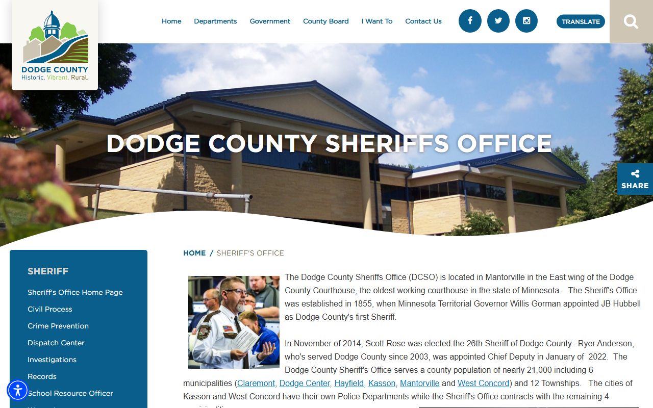 Dodge County warrant records sheriff office page