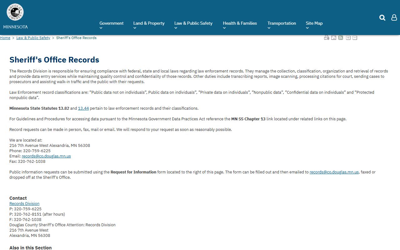 Douglas County warrant records sheriff records page