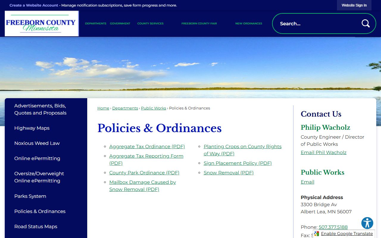 Freeborn County warrant records county attorney page