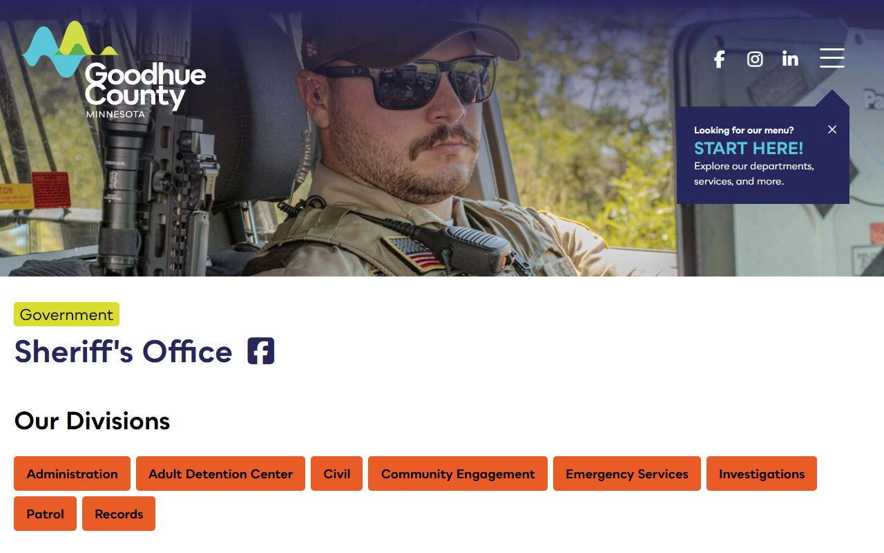 Goodhue County warrant records sheriff office page