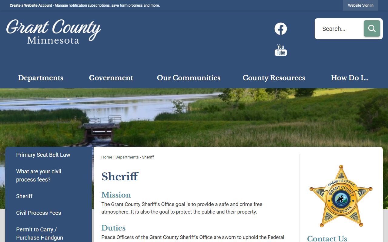 Grant County warrant records sheriff office page