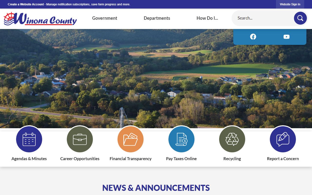 Winona County official website for warrant records search