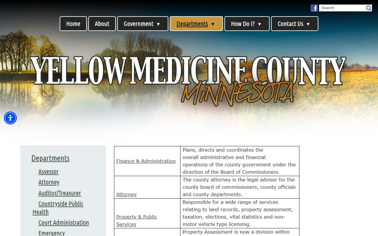 Yellow Medicine County Sheriff page for warrant information