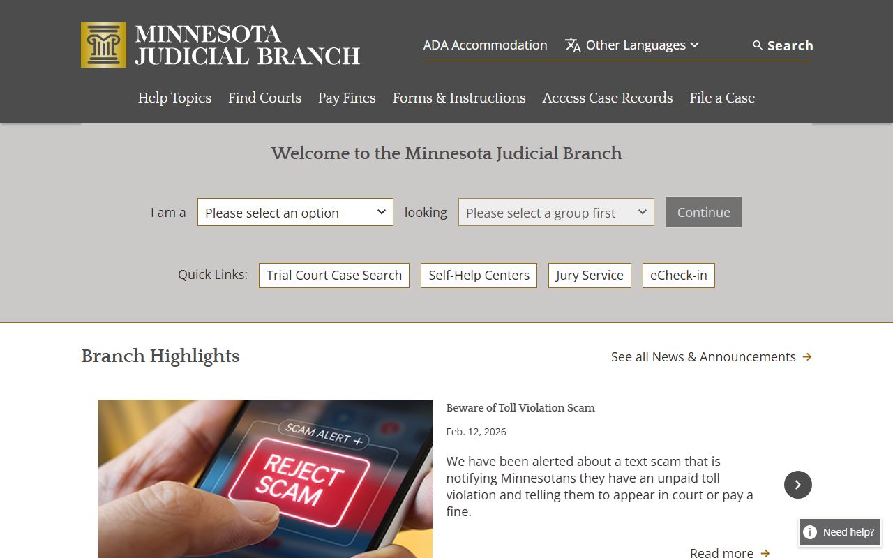 Minnesota warrant records judicial branch website