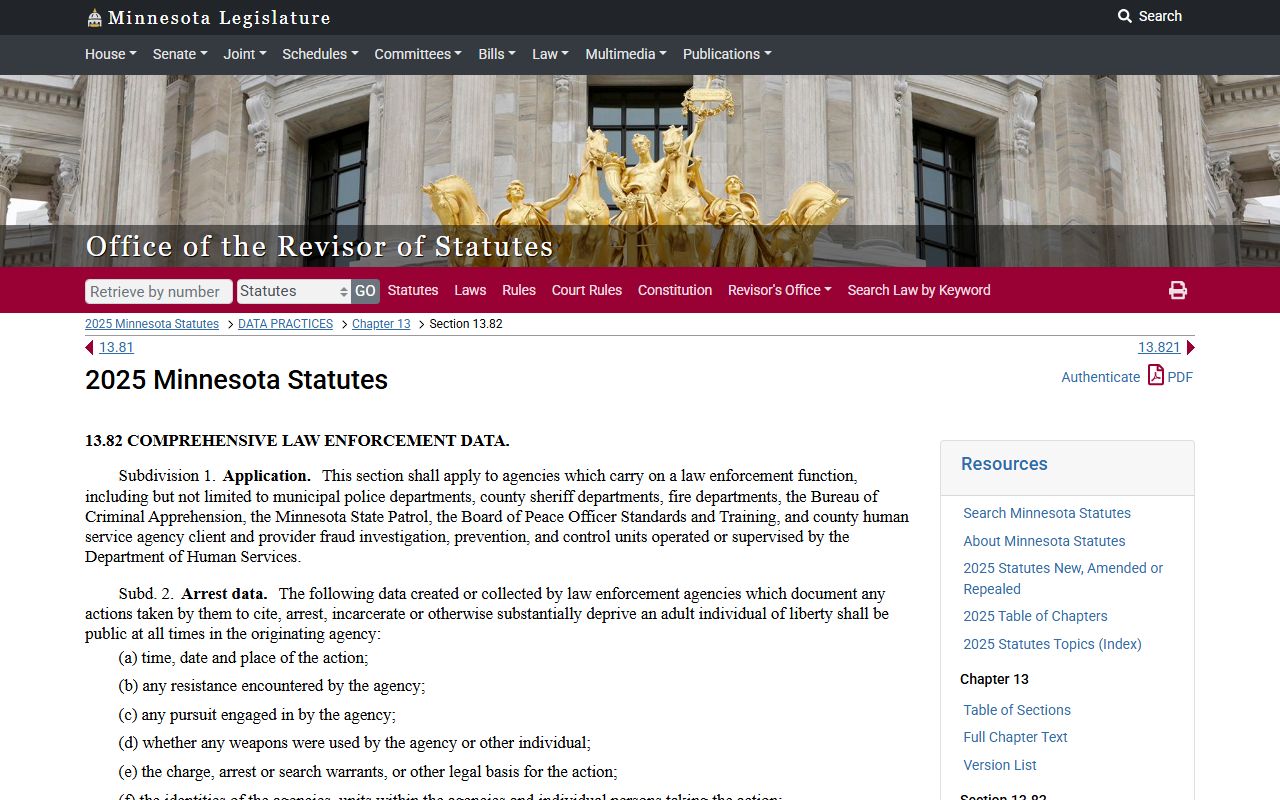 Minnesota warrant records law enforcement data practices