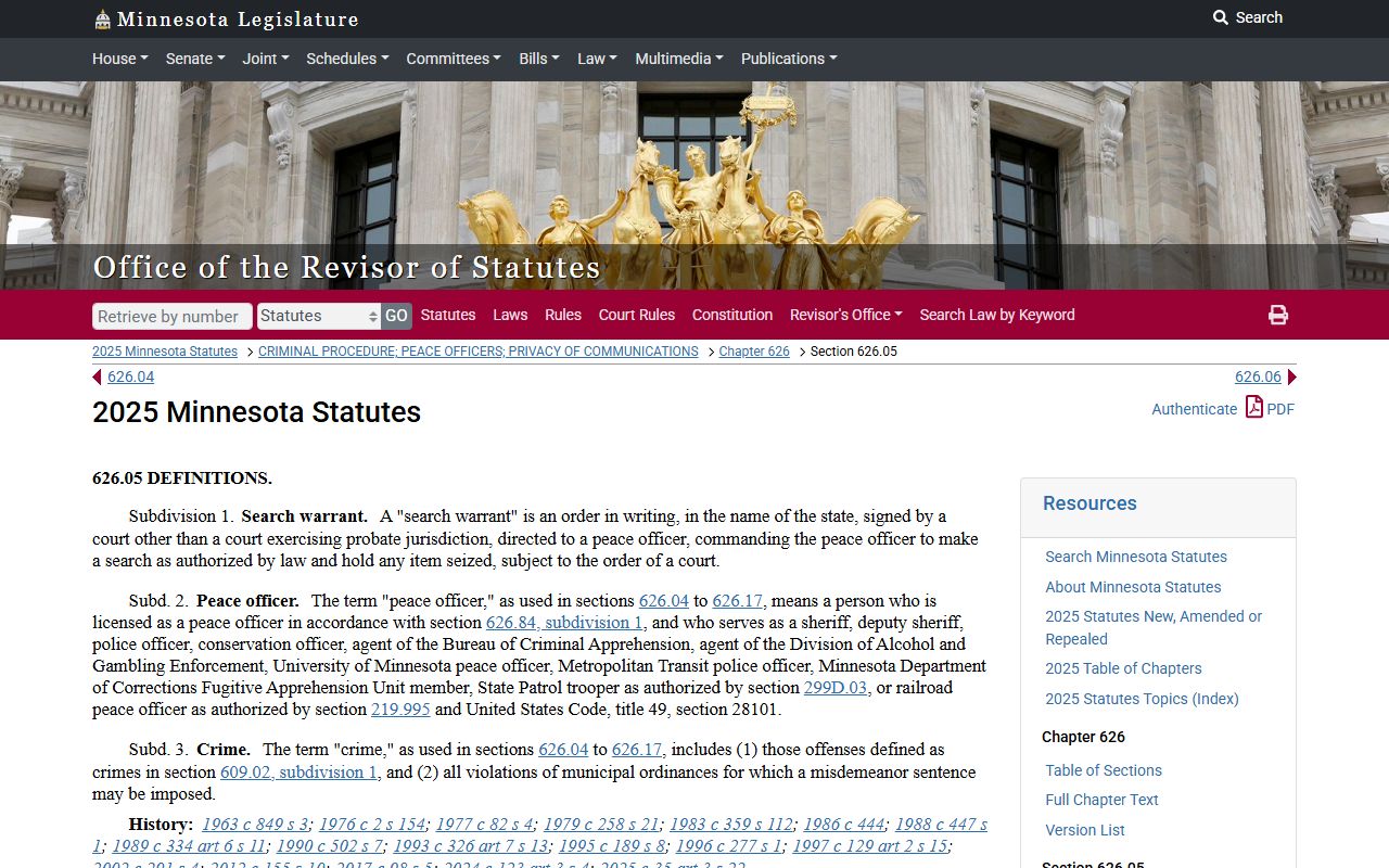 Minnesota warrant records search warrant definition statute